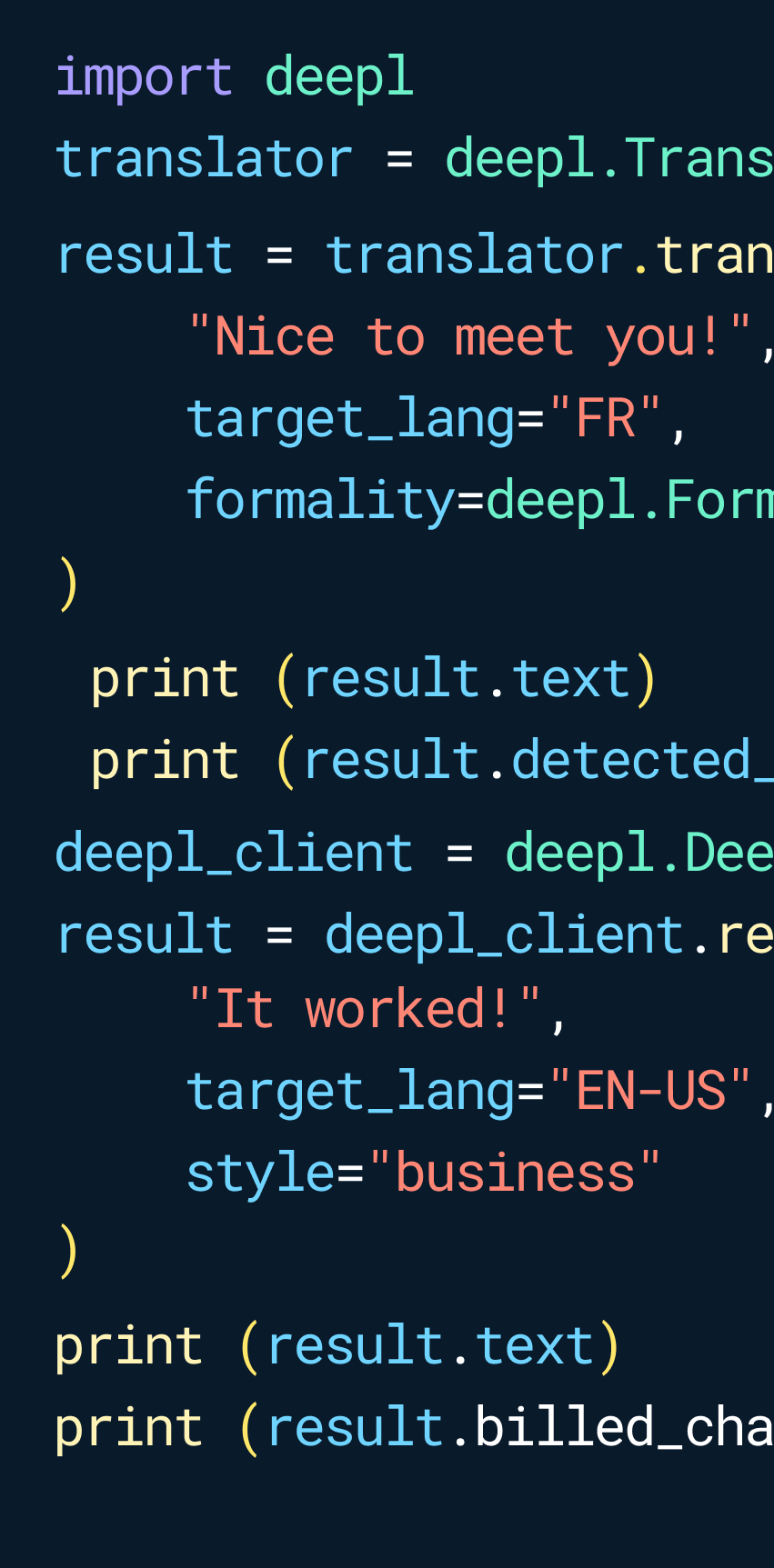 DeepL API 代码调用示例